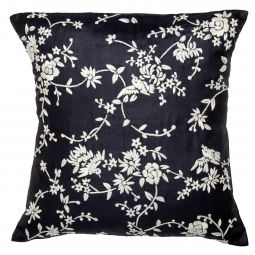 Chinese Garden Pillow Cover - Black/Ivory